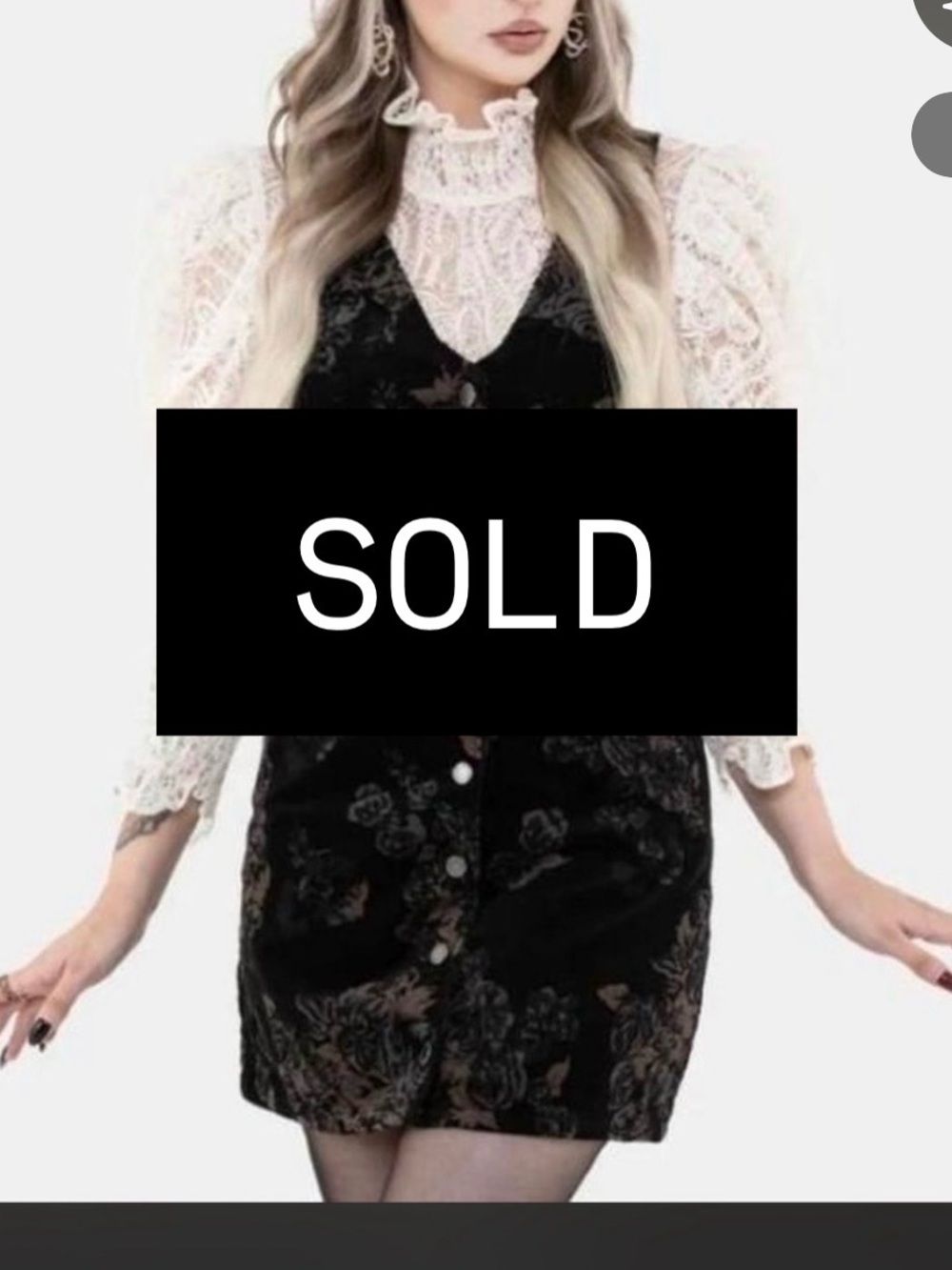 SOLD  Disturbia Fleur Corduroy Deep V Neck Floral Print Mini Dress Size 12US